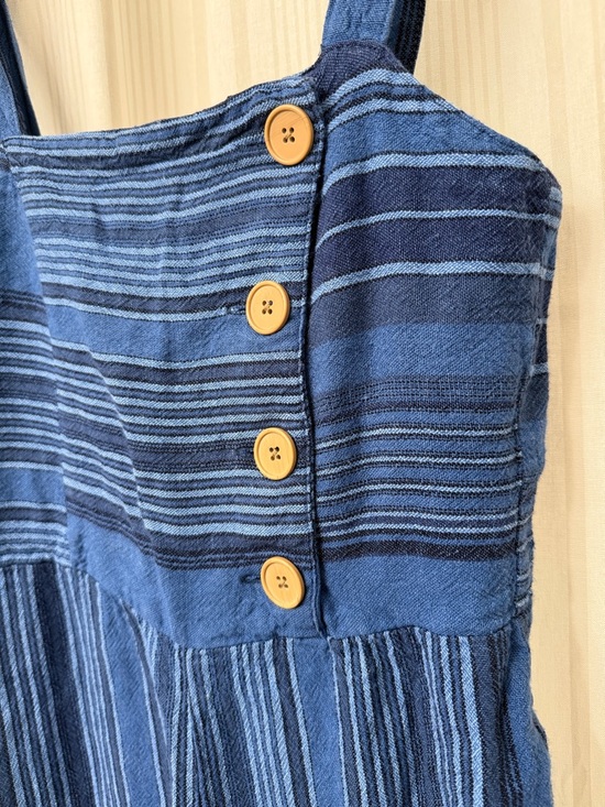 Indigo Rein Blue Stiped Smocked Adjustable Jumpsuit - Picture 4 of 8